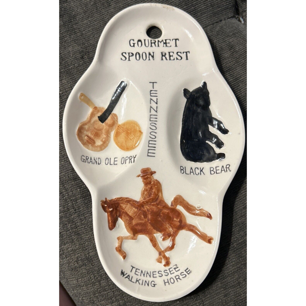 Vintage Gourmet Triple Spoon Rest Tennessee Souvenir 8”